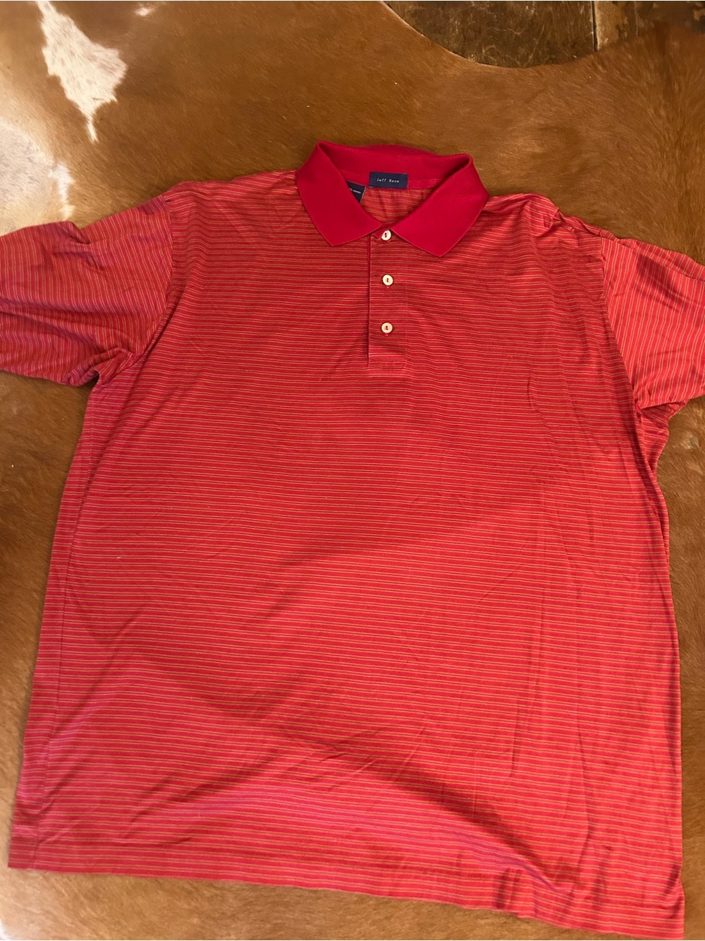 Jeff Rose Men’s XL 100% Cotton Luxury Designer Made in Italy Red&Tan Golf Polo